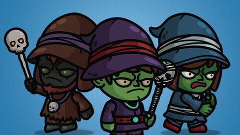 Goblin Witch 3-Packs Male Female Dark