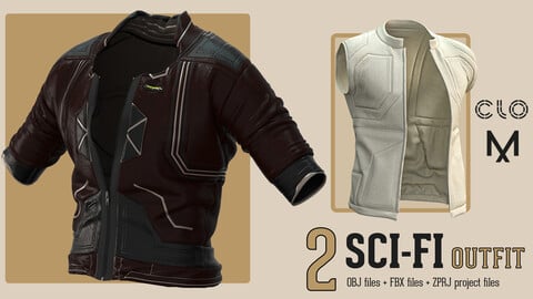 2 Sci-Fi Outfits /CLO3D / Marvelous + Project Files: Zprj + OBJ + FBX