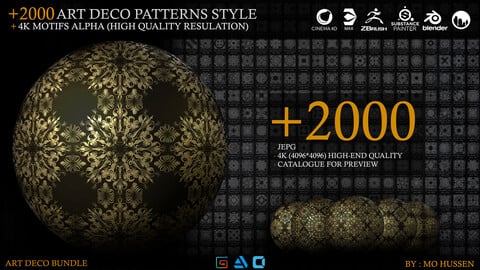 +2000 Mega Art deco patterns style