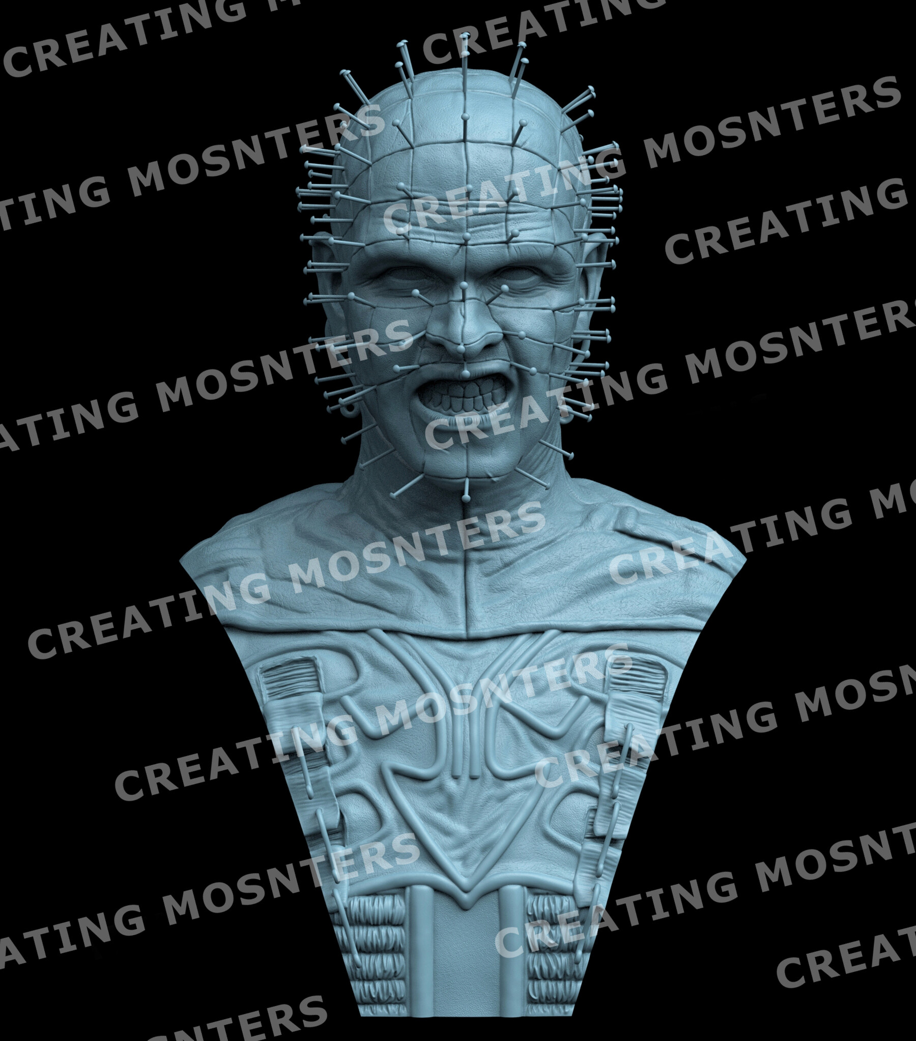 ArtStation PINHEAD BUST STL 3D print model Resources
