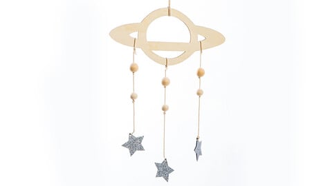 Ibang Interior Planet Wood Mobile Garland