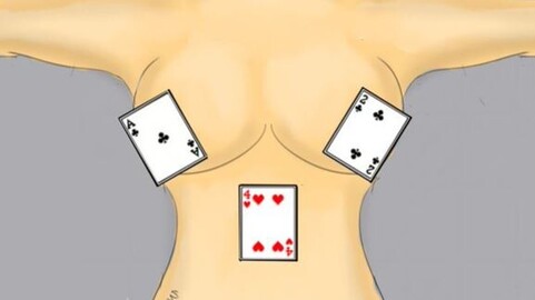 Nude Girl Playing with Cards