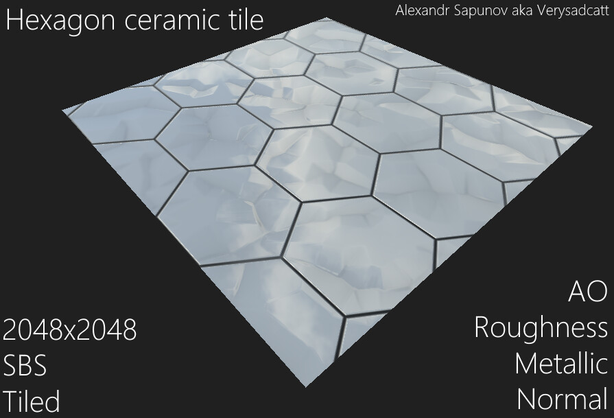 ArtStation - FREE Hexagon Ceramic Tiles With Raw Surface Ӏ SBS | Resources