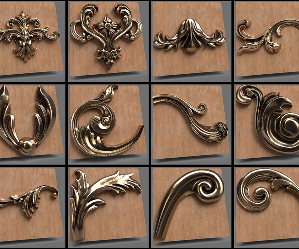 ArtStation - Baroque Ornaments Alphas Vol. 2 | Brushes
