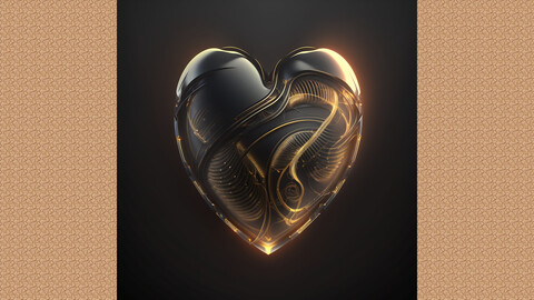 Logo Badge Token Magic Gleaming Organic Crystal Heart on a Dark Shiny Background Digital Artwork 6 4K 16MP 4096x4096 1:1 16:9 JPG