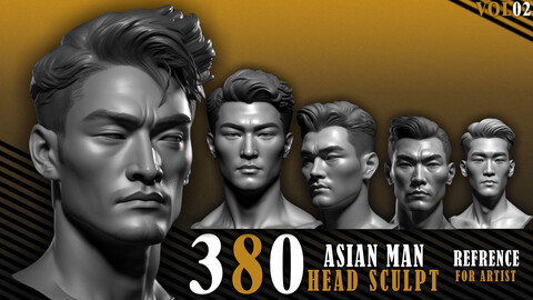 380 Asian man Head Sculpt, Reference for Artist -VOL02