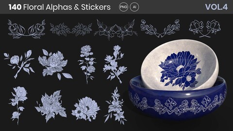 140 Floral Alphas and Stickers