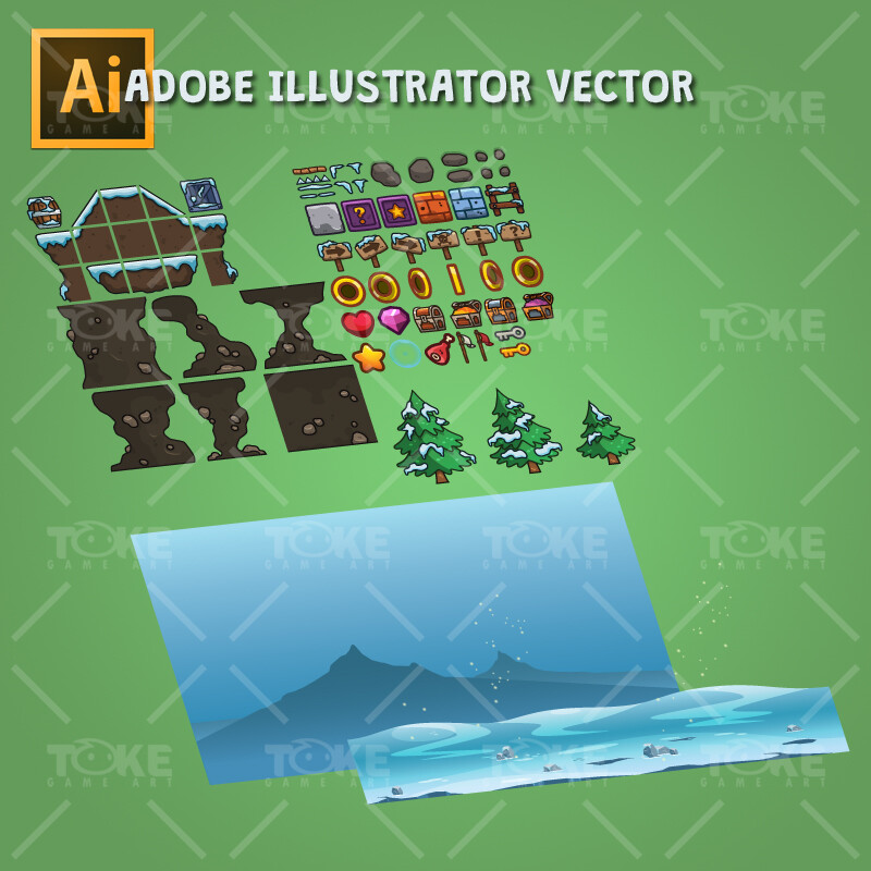 Artstation Snowy Game Level Set Game Assets