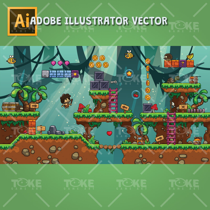 ArtStation - Cartoon 2D Platformer Tileset (FREE)