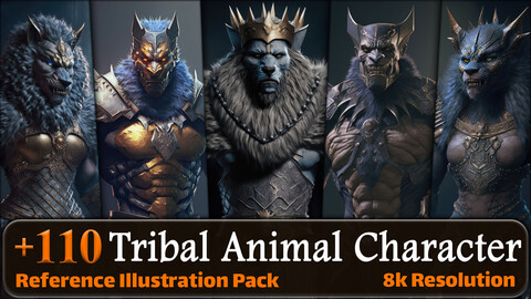 110 Tribal Animal Character Reference Pack | 8K | v.1