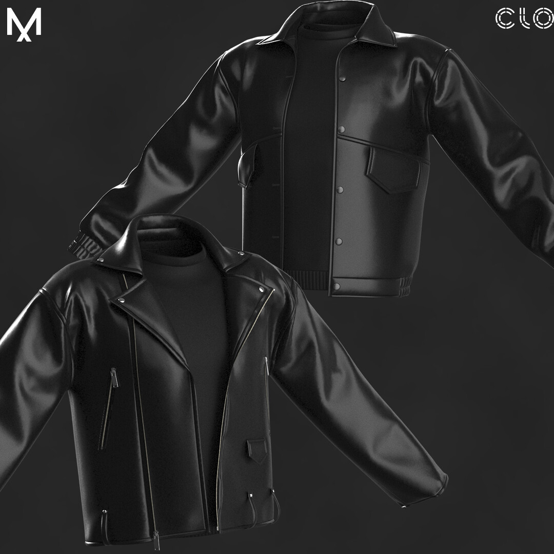 ArtStation - Leather Jackets Male (A-pose) OBJ mtl FBX ZPRJ | Game Assets