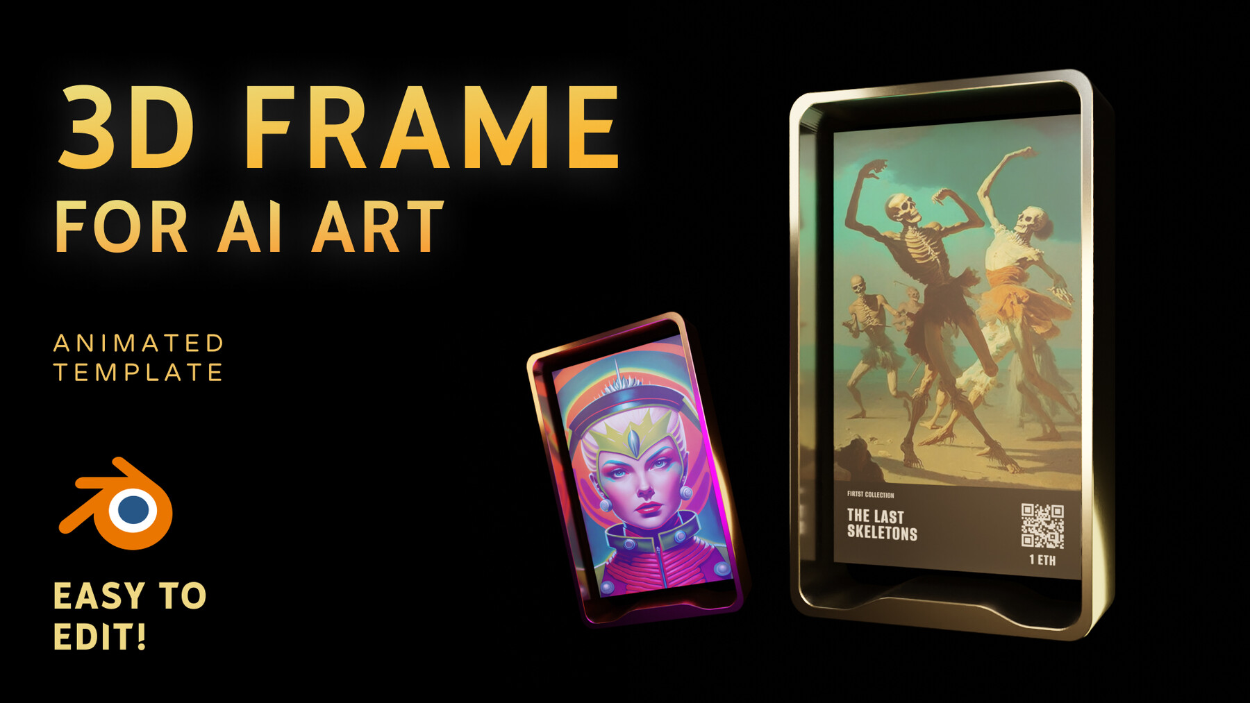 ArtStation 3d Frame for AI art Blender template Resources