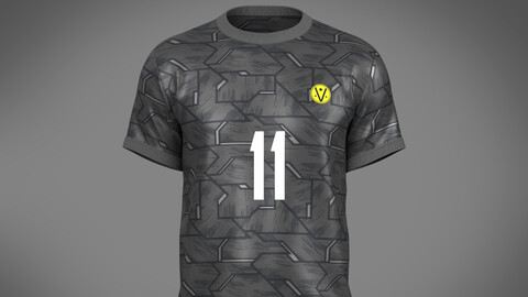 Soccer Football Black with Gray Jersey Player-11