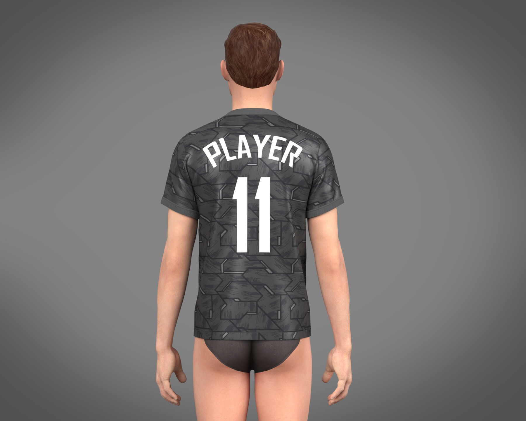 Soccer Football Black with Gray Jersey Player-11 3D model