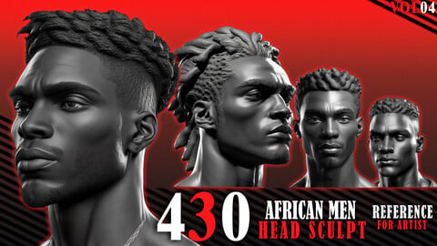 430 African men head Sculpt,Reference for Artist- VOL04