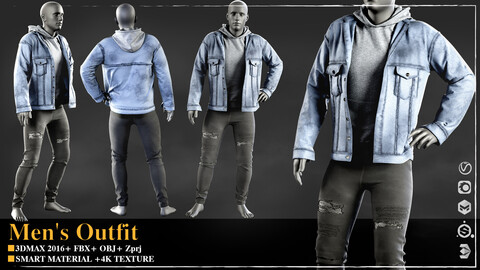 Men's Outfit - 01 /Marvelous Designer / 4k Textures/Smart material