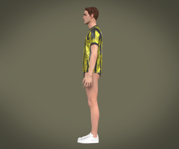 ArtStation - Soccer Football Black and White with Yellow Jersey Player-11