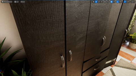 Armoire_Croco_Leather Cupboard 3D Model FBX STL Bend file