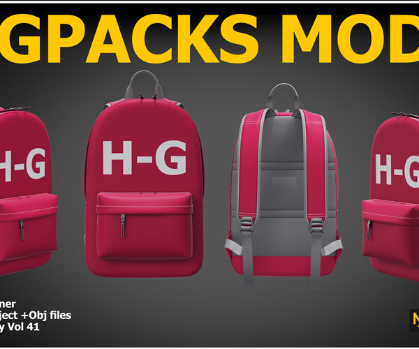 ArtStation - BACKPACK MODELS Vol 40 Marvelous designer/ Clo3d AND OBJ ...
