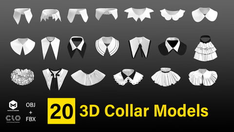 20 collar models /Marvelous Designer +OBJ +FBX
