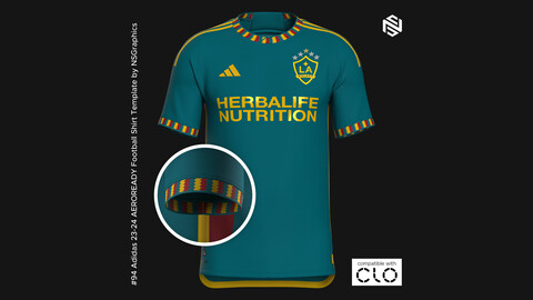 Adidas 23-24 AEROREADY Football Shirt Template for CLO 3D & Marvelous Designer