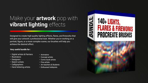 140+ Lights, Flares & Fireworks Procreate Brushes