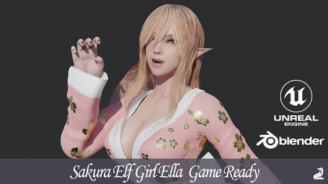 Sakura Elf Girl Ella - Game Ready