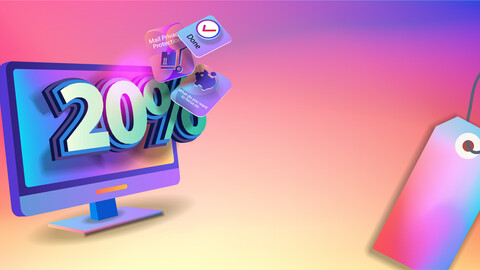 Horizontal banner for sale -20% discount on laptop screen