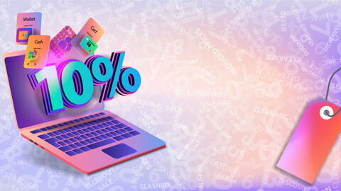 Horizontal banner for sale -10% discount on laptop screen