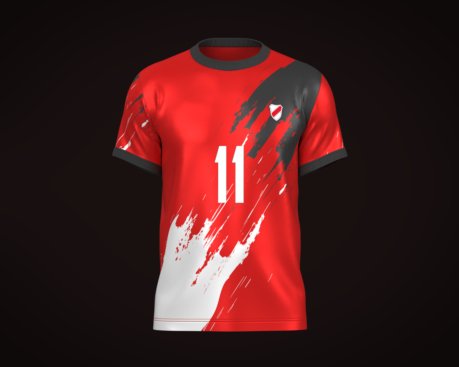 ArtStation - Soccer Football Black and Red Jersey Player-11