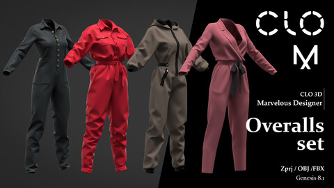 Overalls set / Marvelous Designer/Clo3D project file + OBJ