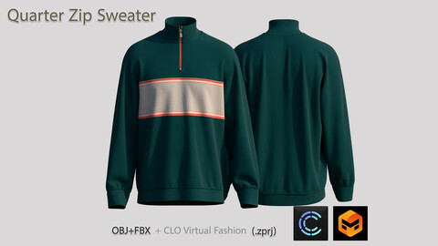 Quarter Zip Sweater ( Marvelous Designer / CLO 3D)