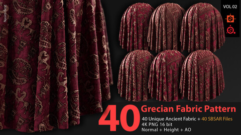 40 Tileable Ancient Fabric Pattern (Grecian) - VOL 02
