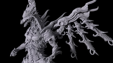 3D Game Assets 3D print model Dragon Figure