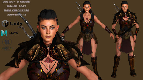 AAA 3D FANTASY FEMALE CHARACTER - THE WARRIOR or KNIGHT 03