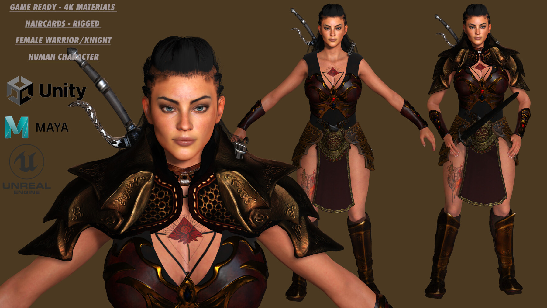 AAA 3D FANTASY FEMALE WARRIOR -REALISTIC RIGGED GAME CHARACTER 3D Model |  Female Videogame Characters | isgb.edu.ar