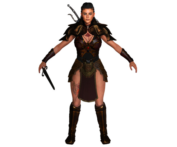 ArtStation - AAA 3D FANTASY FEMALE CHARACTER - THE WARRIOR or KNIGHT 03 ...