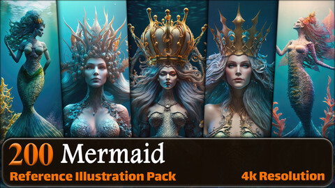 200 Mermaid Reference Pack | 4K | v.7