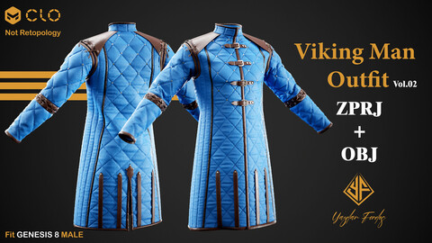 Viking Man Outfit Vol.02 - MD / Clo3d project + obj files + PBR Texture