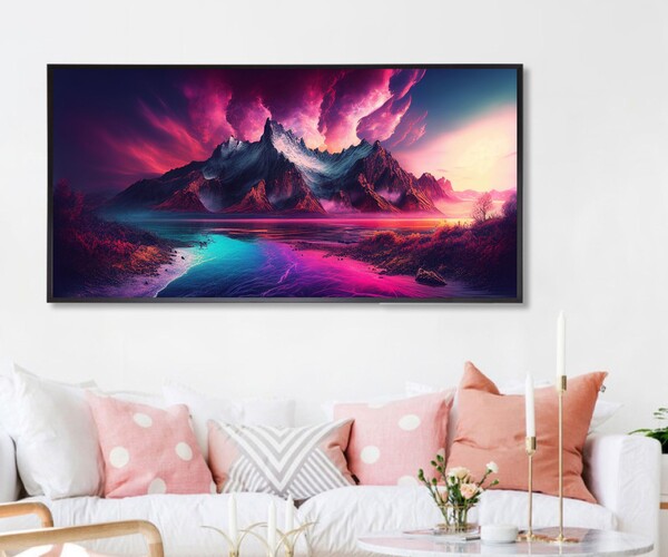 ArtStation - Original Landscape Painting Abstract Mountain, Decor ...