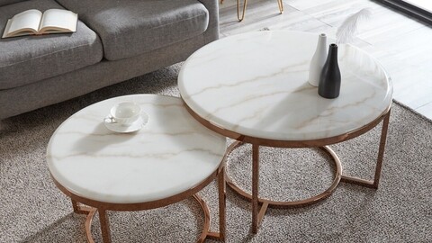 Natural marble rose gold round sofa living room table Sarden