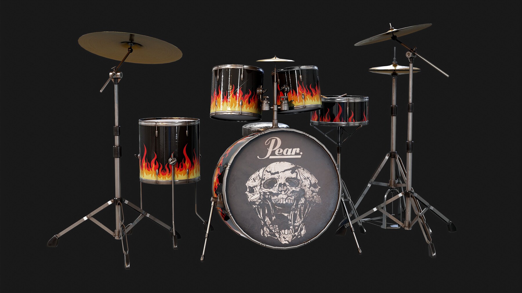 ArtStation Drum Kit Game ready props Game Assets