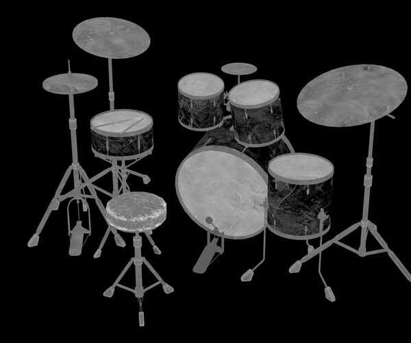 ArtStation Drum Kit Game ready props Game Assets