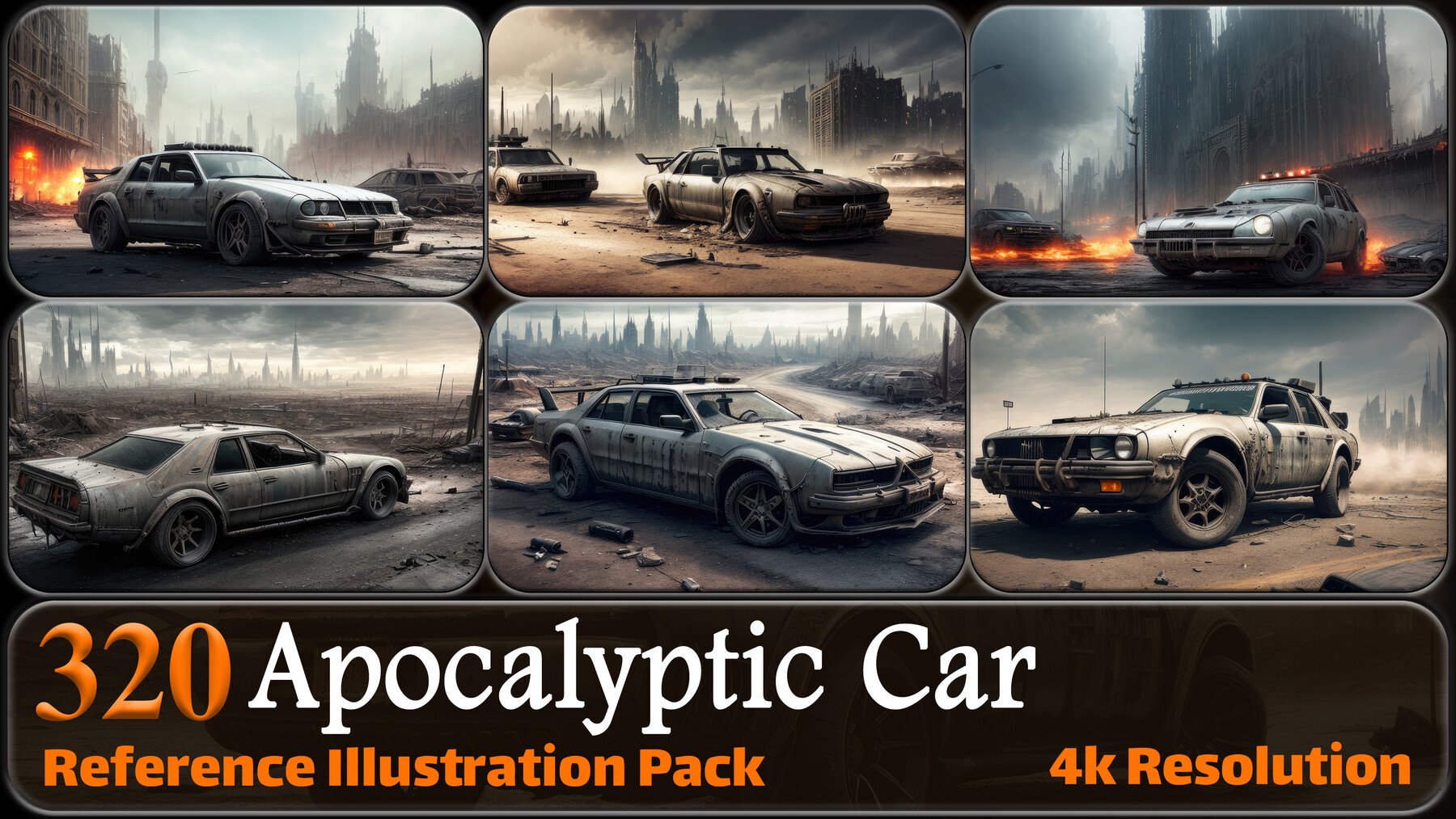 ArtStation - 320 Apocalyptic Car Reference Pack | 4K | v.1 | Artworks