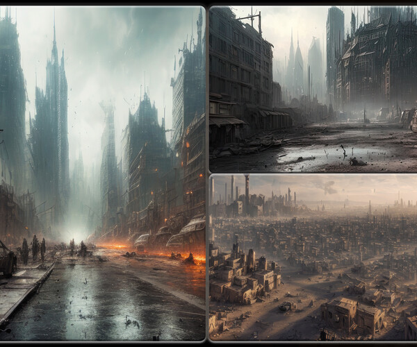 ArtStation - 330 Apocalyptic City Reference Pack | 4K | v.1 | Artworks