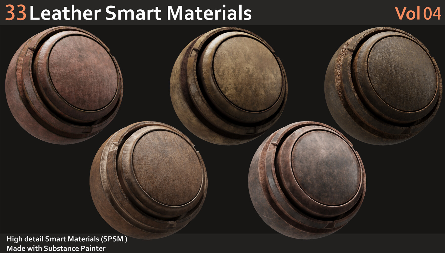 ArtStation - 33 Leather Smart Materials_Vol4 | Game Assets
