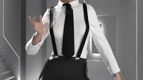 Simple shirt | Fashion, Women in ties and suspenders.