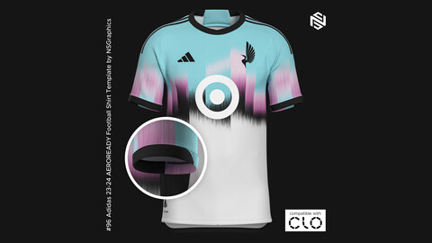 Adidas 23-24 AEROREADY Football Shirt Template for CLO 3D & Marvelous Designer