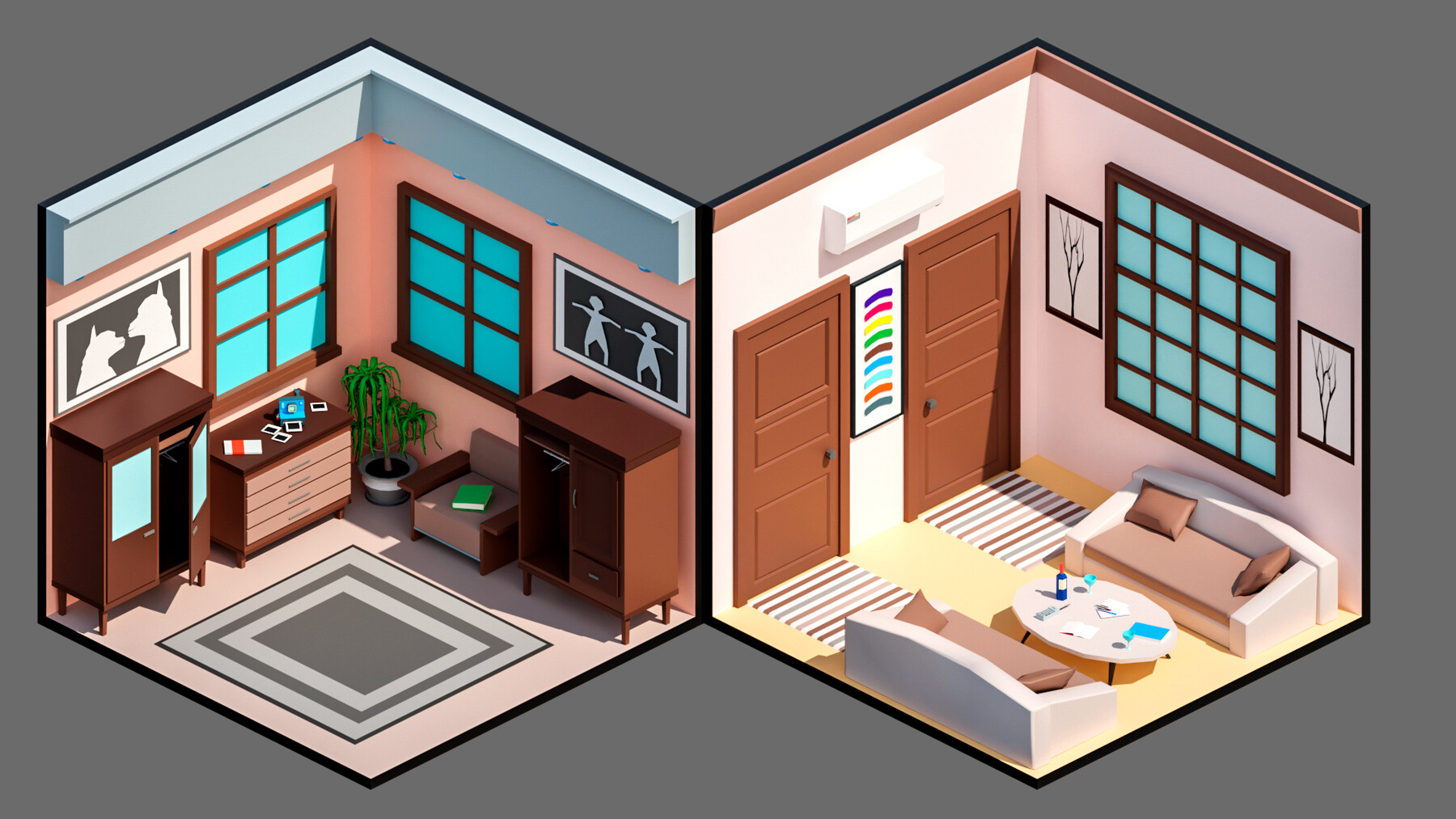 ArtStation - low poly interior 3 Low-poly 3D model | Game Assets