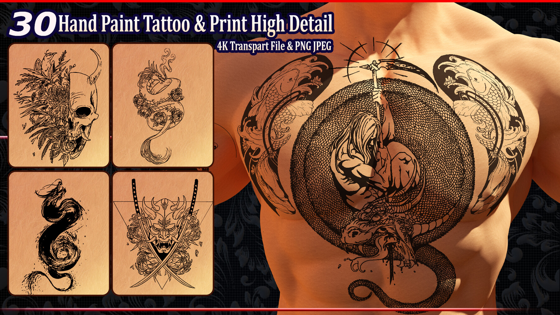ArtStation - 45 4K HAND DRAW LUCIFER TATTOO AND PRINT - HIGH END QUALITY  RES - (ALPHA & TRANSPARENT) - VOL96 | Brushes